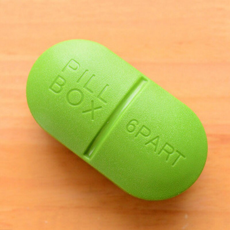 6 Roosters Pillendoos Opvouwbare Container Tablet Opslag Travel Case Houder Mini Leuke Plastic Pillendoosje Case: Green