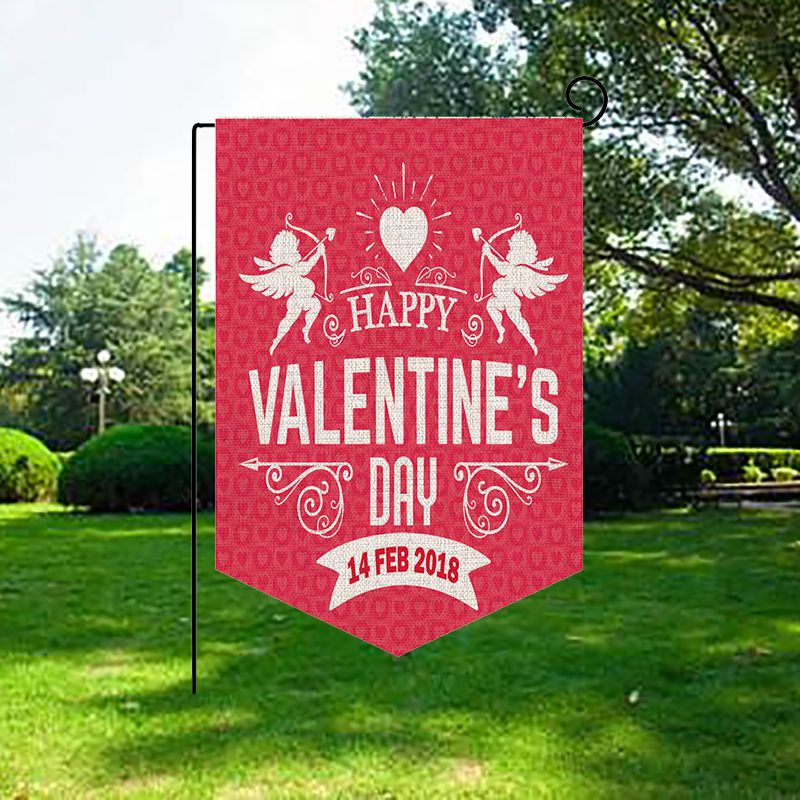 1 Stuk Decoratieve Hart Trio Liefde Rood Roze Valentijnsdag Tuin Vlag Vurige Hart Patroon Tuin Vlag