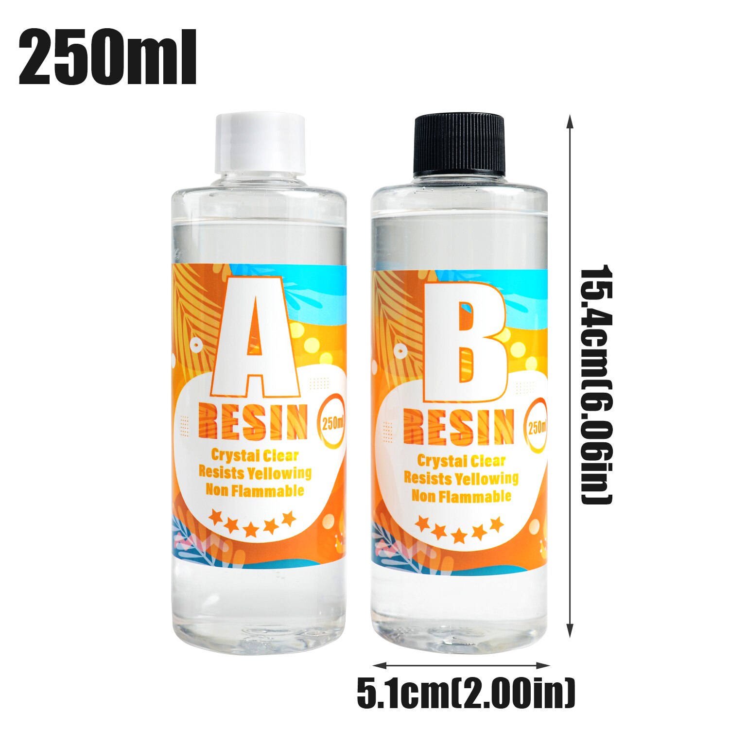 Pegamento de cristal de resina epoxi 1:1 AB, alta adhesivo de fundición transparente y recubrimiento de resina para fabricación de joyas, llavero, manualidades DIY, arte de resina: A250ml-B250ml