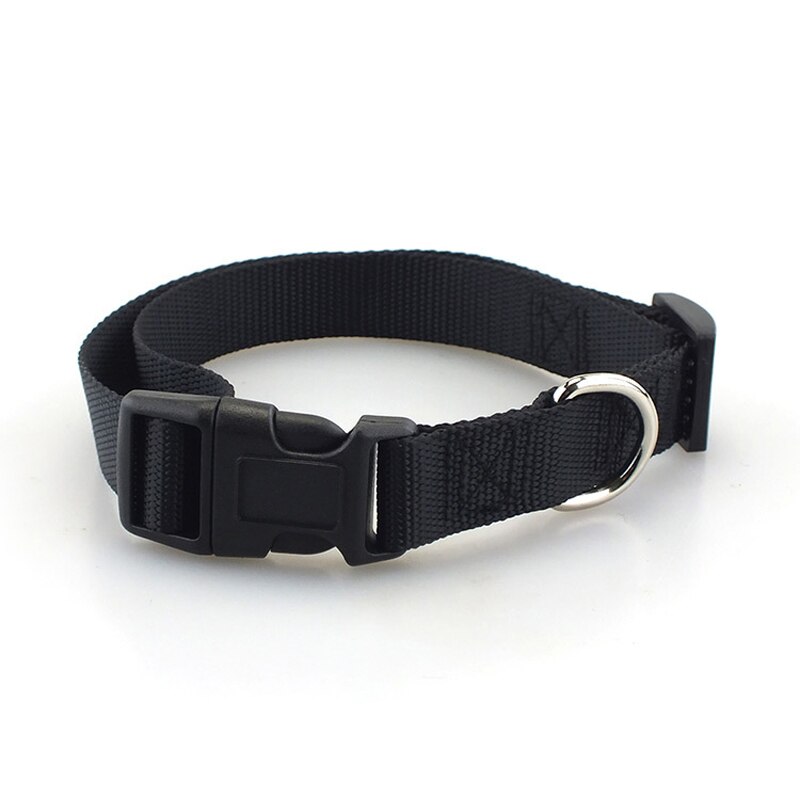 Klassiskt solid hundhalsband för hundar i nylon för små medelstora hundar kan matcha koppel och sele med snabbsnäppspänne: Xs 1.0cm / Svart krage