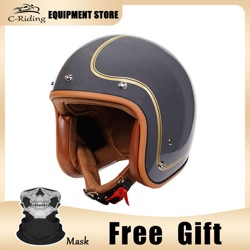 Lvory-cascos de Moto clásicos de cara abierta para hombre y mujer, medio casco para Moto, ciclomotor, Jet, Retro, blanco, aprobado por DOT, 3/4: Negro / XXL