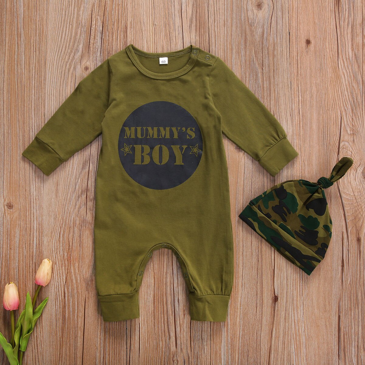 2 pces bebê menino macacão conjunto, carta impressão manga longa macacão, o-pescoço algodão playsuit + chapéu para a primavera, outono, inverno