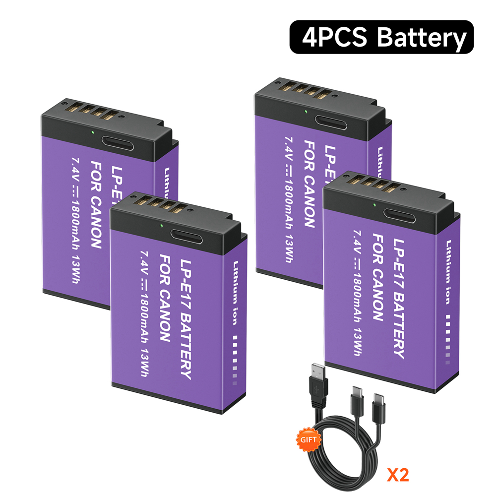 PALO-Batería de cámara LP-E17 LPE17 LP E17, cargador multifuncional para Canon EOS R8 RP 200D 250D M3 M5 750D 760D T6s 800D: Negro