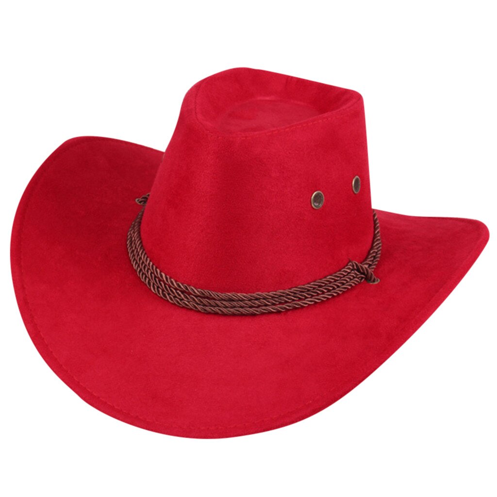 mannen & vrouwen Hoed Cowboy Hoeden Westerse Cap Brede Rand Zonnehoed Winter Caps Gorras Para Hombre Zomer cap Chapeau De Modus # LR3: Rood