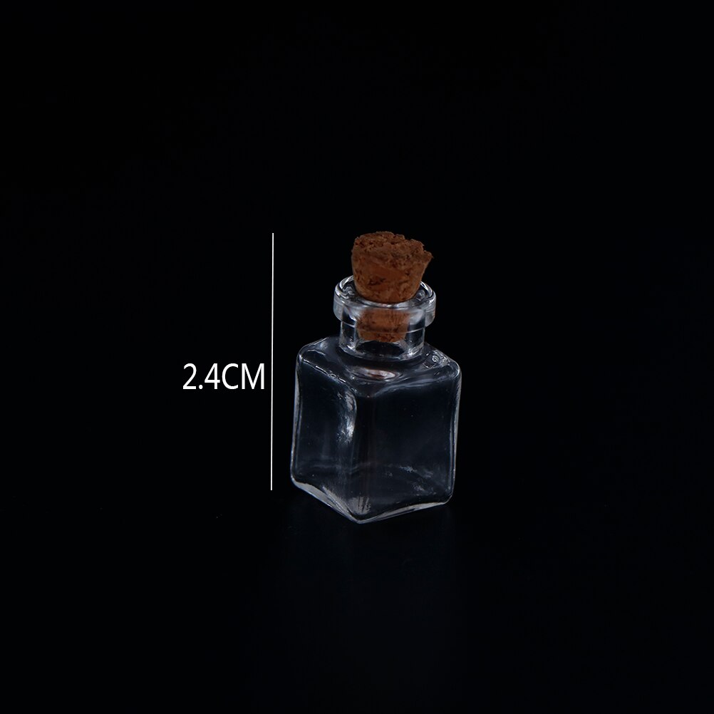 10 Shapes Mini Glass Bottles Key Chain Pendants Small Wishing Bottles With Cork Vial Arts Jars For Bracelets 2.4cm