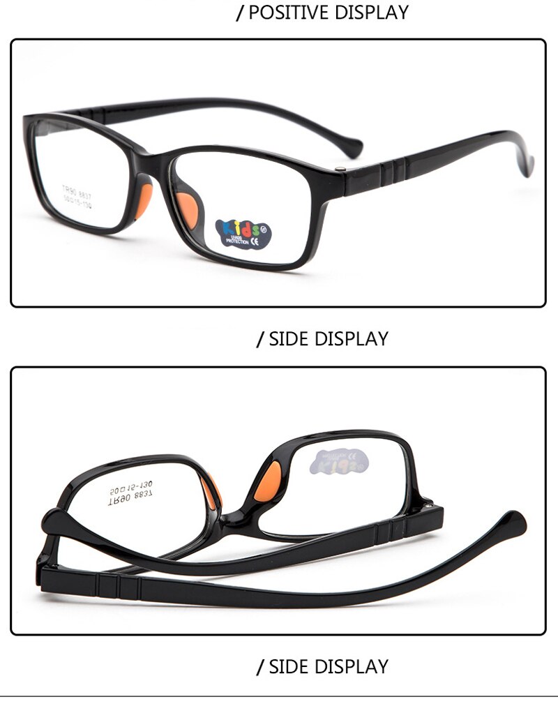 Børne briller bsx 8837 pige drenge fuld rim stel studerende kan udstyre nærsynethed linse  tr90 briller behagelig silikone næsepude: C1