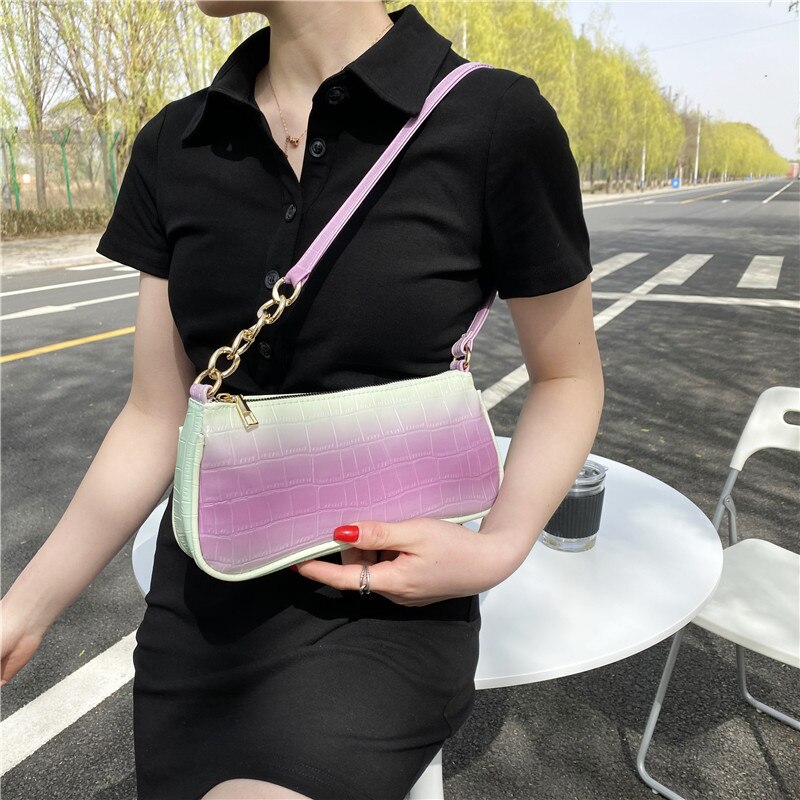 Bolso de temperamento para axila para mujer, bolsa de mensajero para primavera y verano, rosa, gradiente francés,