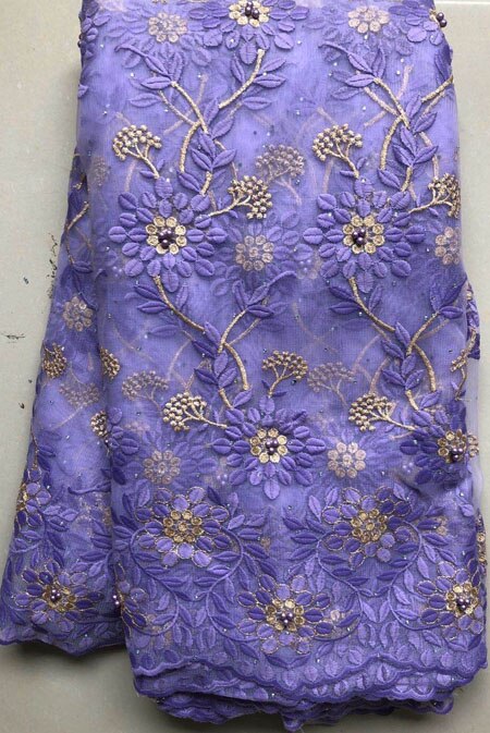 Tissu africain de dentelle de filet, tissu nigérian de de dentelle de mariage 5Yards pierres dentelle française de Tulle YLL4865