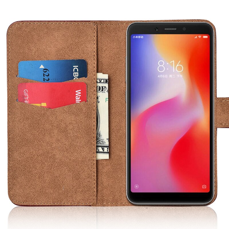 Hoesje voor de redmi 6a classic, luxe portemonnee, leren hoesje voor de xiaomi redmi 6a , capa voor de redmi 6 a 6a telefoontas