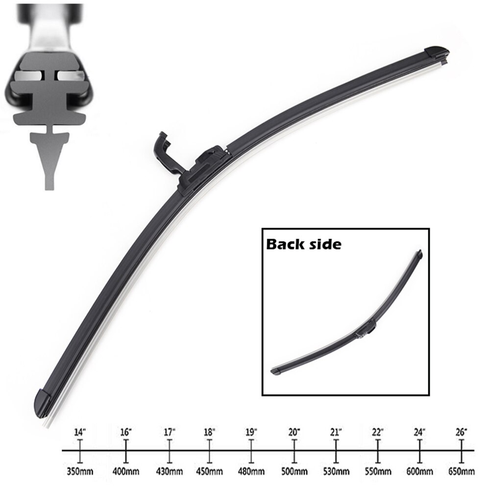 Car Windscreen Wiper Blade U-type U Type J Hook Soft Frameless Rubber Clean Windshield Wiper 14 16 18 19 20 21 22 24 26 inch