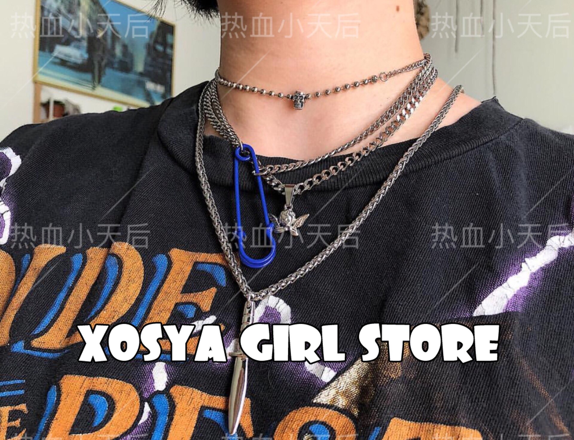 Resin pin, water drill letter pendant, tiaodi, Tuku, girl's heart-shaped Fairy Necklace