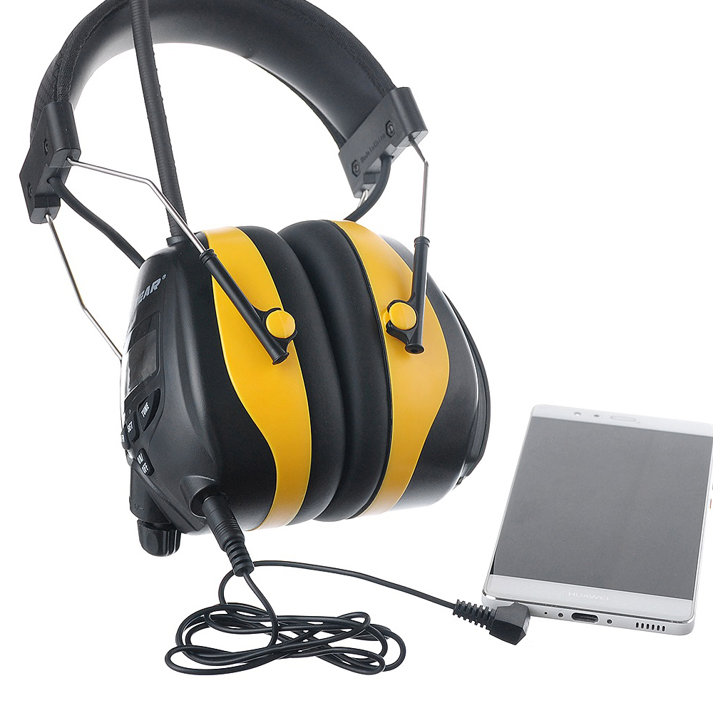 PROTEAR AM/FM Radio Headphones with Digital Display NRR 25dB Hearing Protection Noise Reduction Safety Earmuffs for Mowing