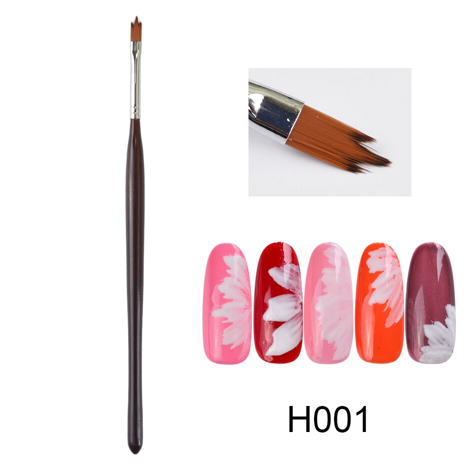 1 pinceau nail art pour peinture, dessin, vernis, poudre, fleur, dégradé, gel uv, dessin, nail art, manucure, poignée trh 001-008