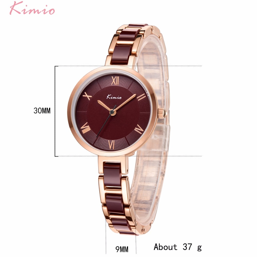Kimio kvinner hvit imitert keramisk armbånd klokker enkel stor urskive dame kvarts klokke romersk skala armbåndsur