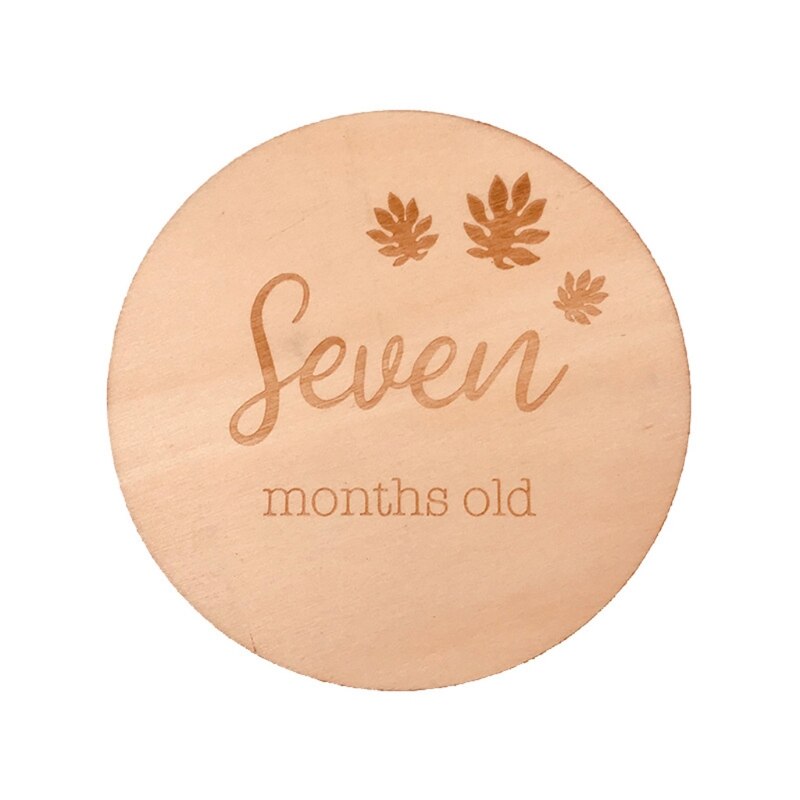 Tarjetas de madera hechas a mano para bebés, tarjetas de grabación de crecimiento mensual de recién nacidos, accesorios de fotografía para bebés de 1 a 12 meses, 1 unidad: 7