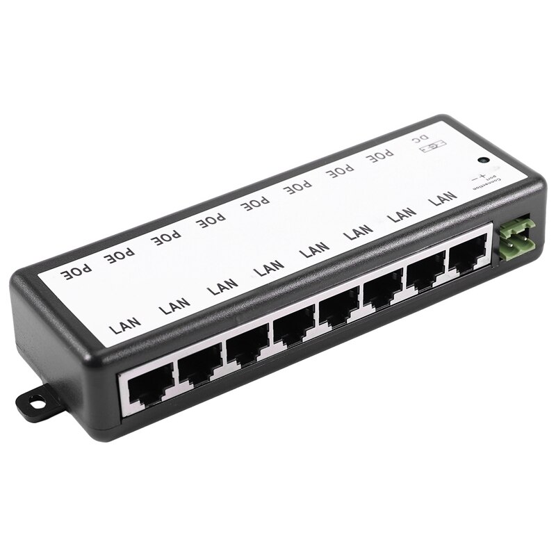 1 Uds inyector divisor Poe pasivo Dc adaptador de montaje en pared y 1 Uds 8 puertos Poe inyector Poe divisor