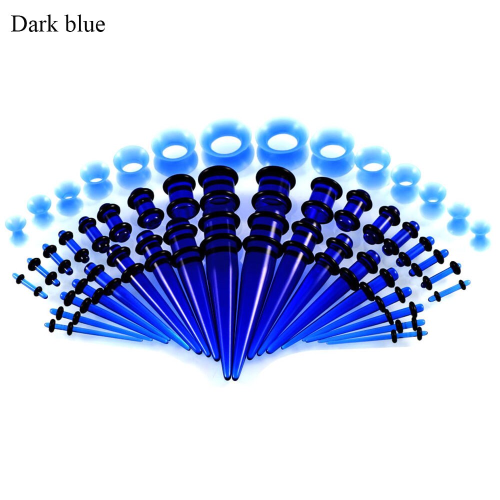 Acryl Oor Gauge Doorstoken Oorbellen Taper En Plug Stretching Kits Gemengde Kleur Oor Flesh Tunnel Uitbreiding Body Piercing Sieraden: dark blue