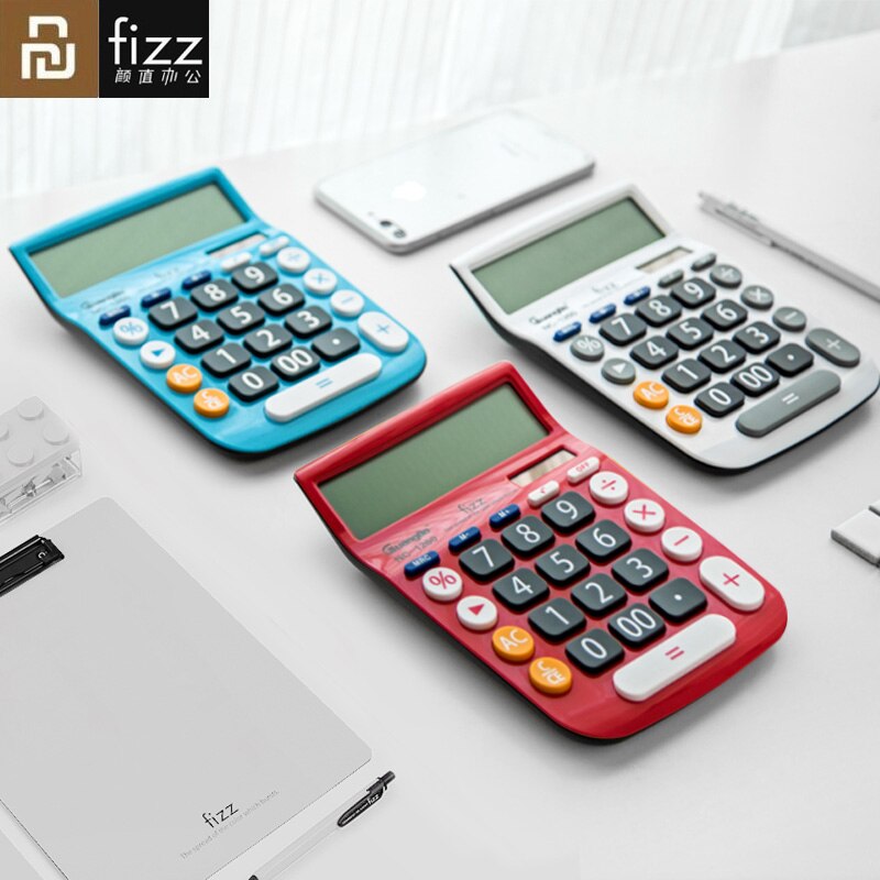Youpin Fizz Multi-Function Calculator Big Button Computer Solar Calculator 12 Bites LCD Display Financial Office Calculator