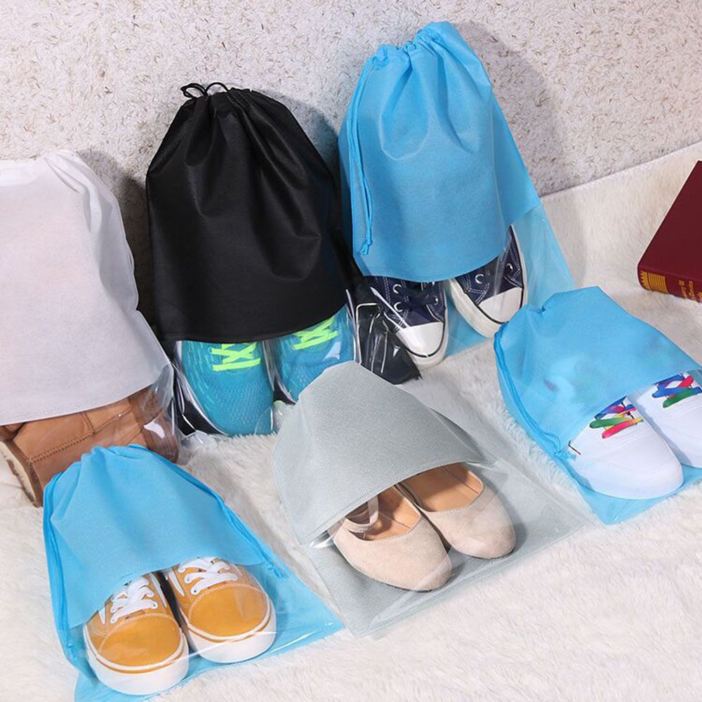 5pc s/l à prova dwaterproof água sapatos saco de armazenamento bolsa organizador de viagem portátil cordão saco capa não tecido organizador de lavanderia