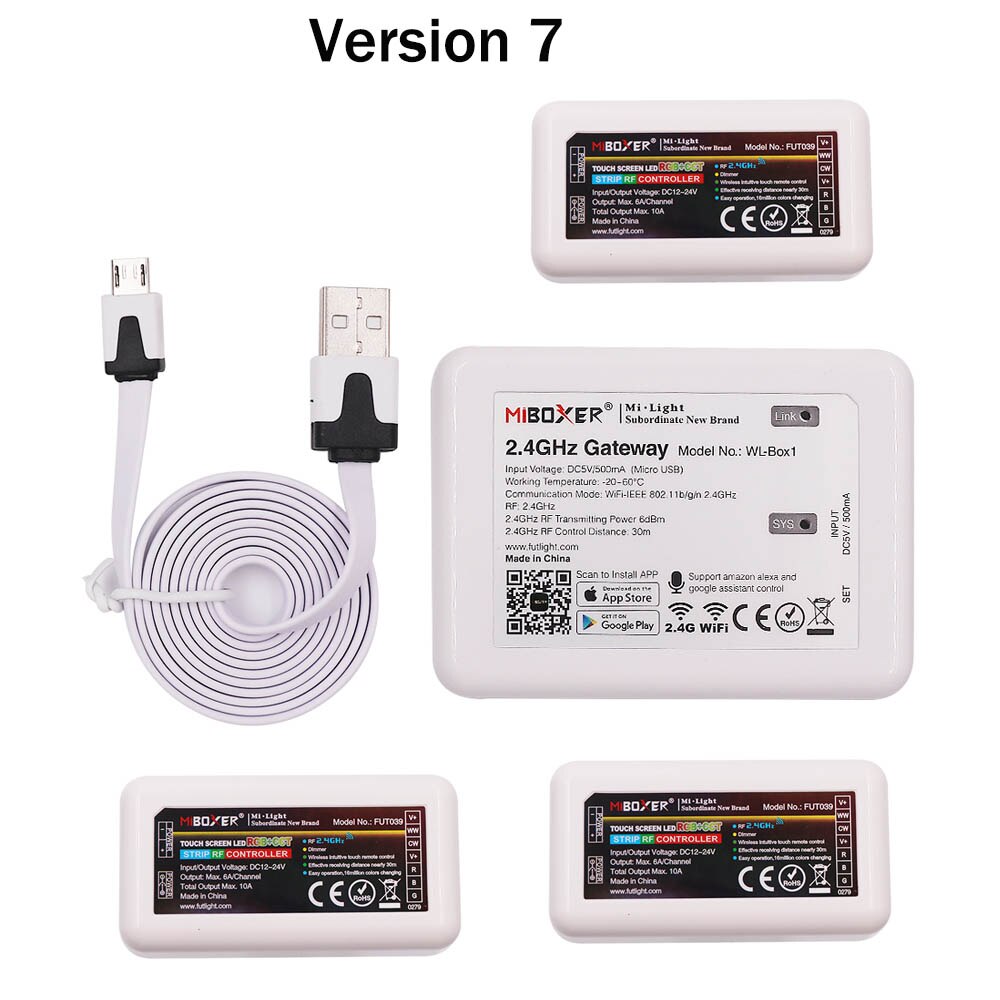 Mi lumière WiFi boîte RGBCCT contrôleur 2.4GHz passerelle MIBOXER WL-Box1 4 zones RF télécommande couleur température LED gradateur: Version 7