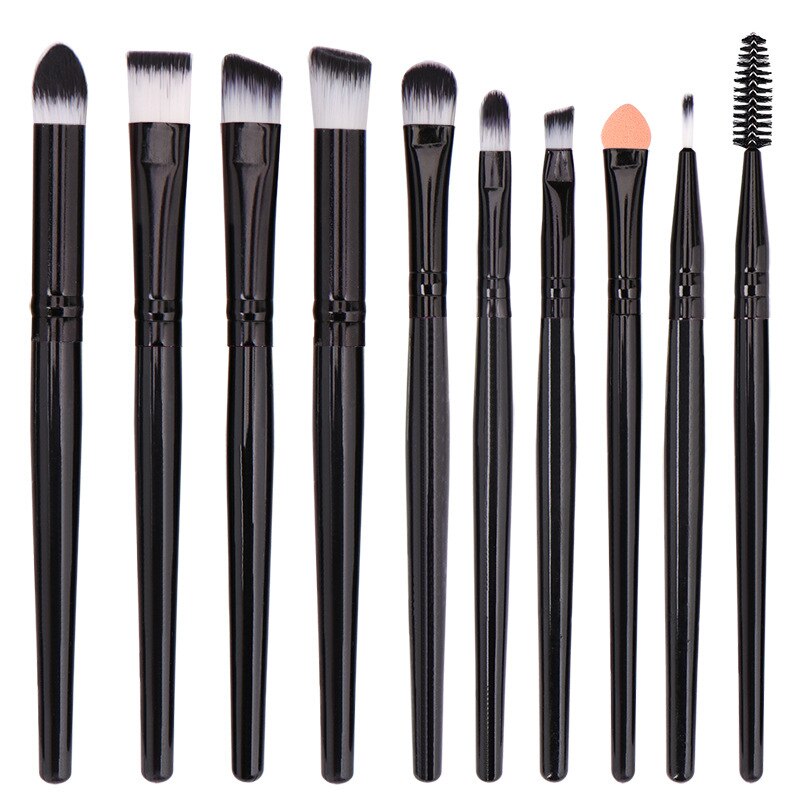 10 pièces maquillage des yeux fard à paupières cils pinceaux ensemble multifonctionnel correcteur réparation capacité fondation beauté brosse outils: black black