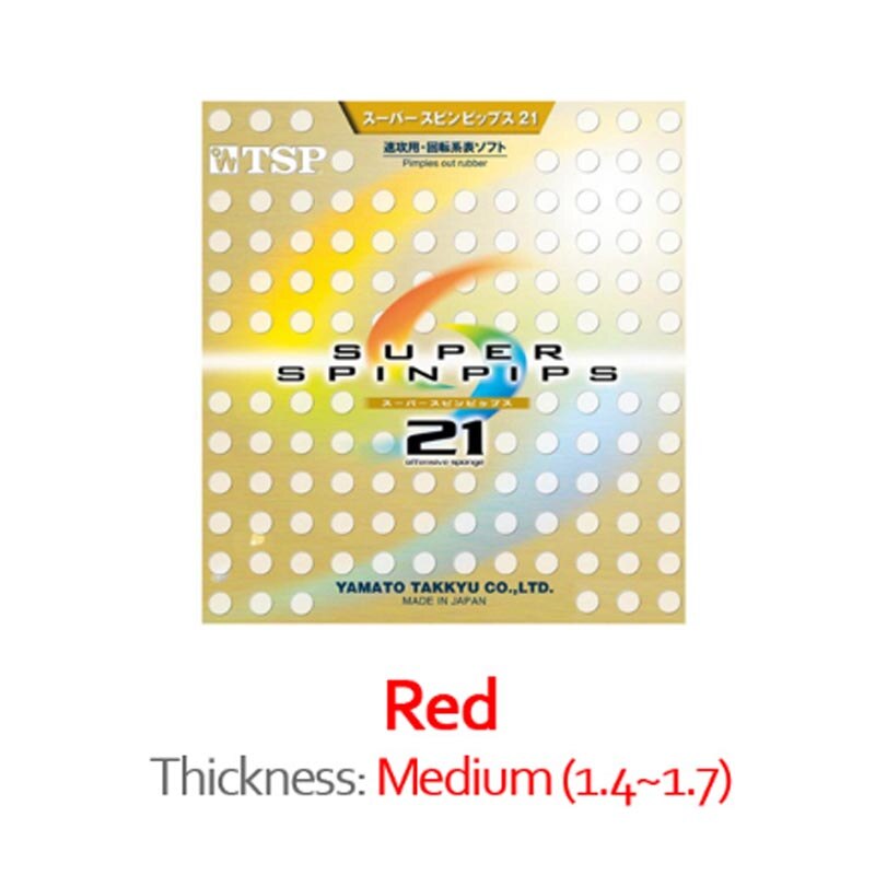 TSP Original SUPER SPINPIPS 21 Table Tennis Rubber Pips-Out Ping Pong Sponge Tenis De Mesa: Red Med 1.4-1.7