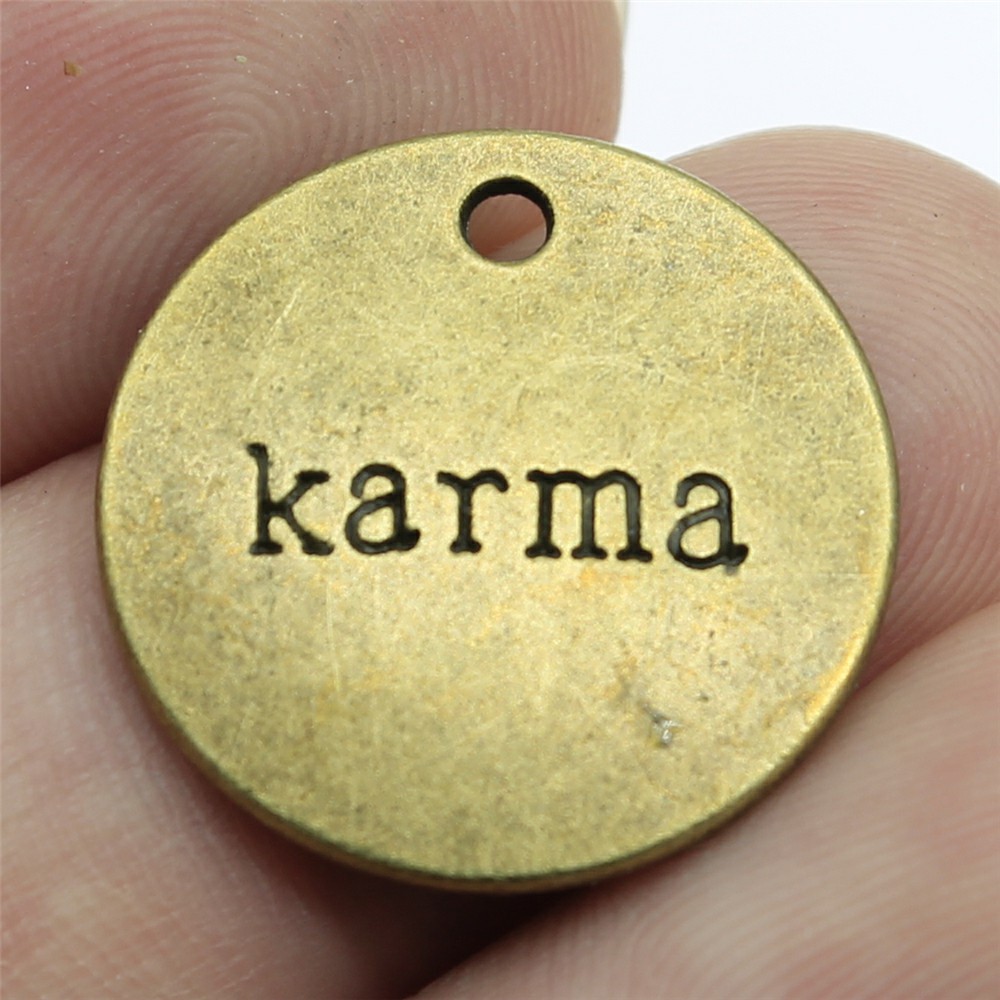 10pcs Round Inspire Nameplate Live Laugh Love Live Your Dream Never Give Up Karma Charms For Jewelry Making Diy Crafts Making: Black Zinc Plated
