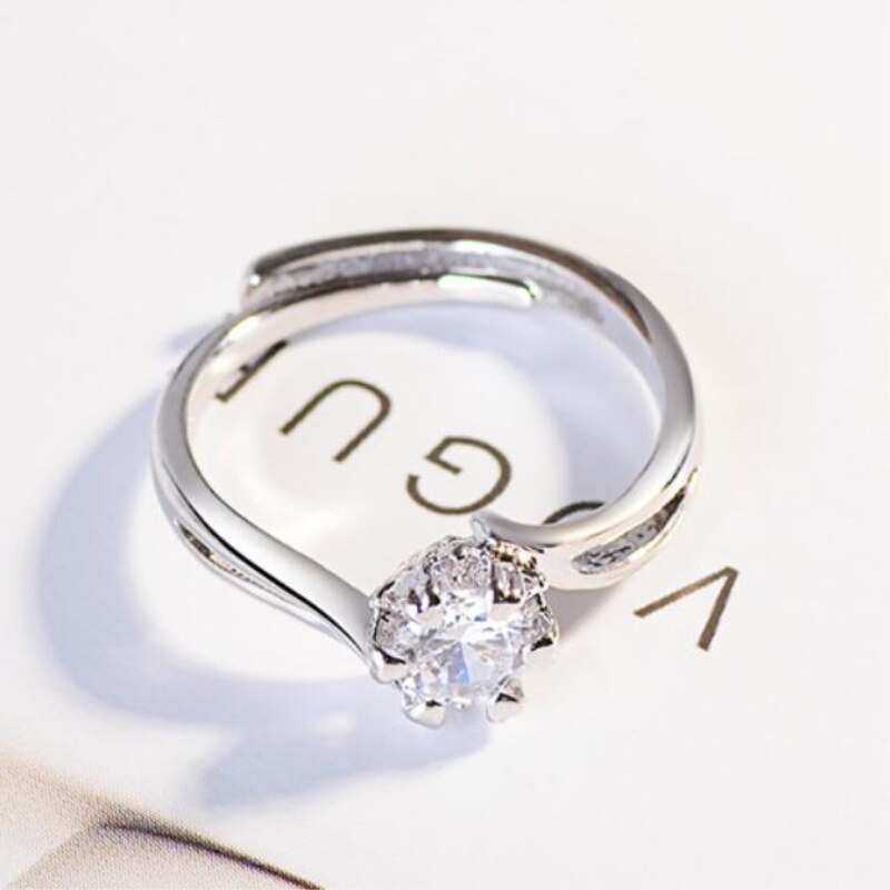 Coréen Zircon 925 en argent Sterling tempérament personnalité femelle redimensionnable ouverture anneaux SRI223