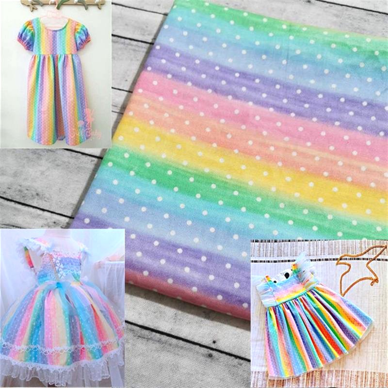 50*110CM 100％ Cotton Printed Fabric Rainbow Fish Scale DIY Handmade for Clothes Bags