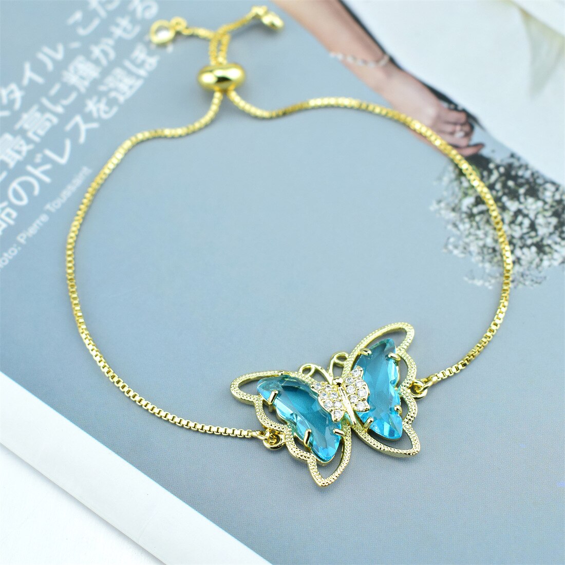 Butterfly Crystal Zircon Bracelet Hollow Butterfly Factory Direct Sales 18 Color Spot Bracelet: 16