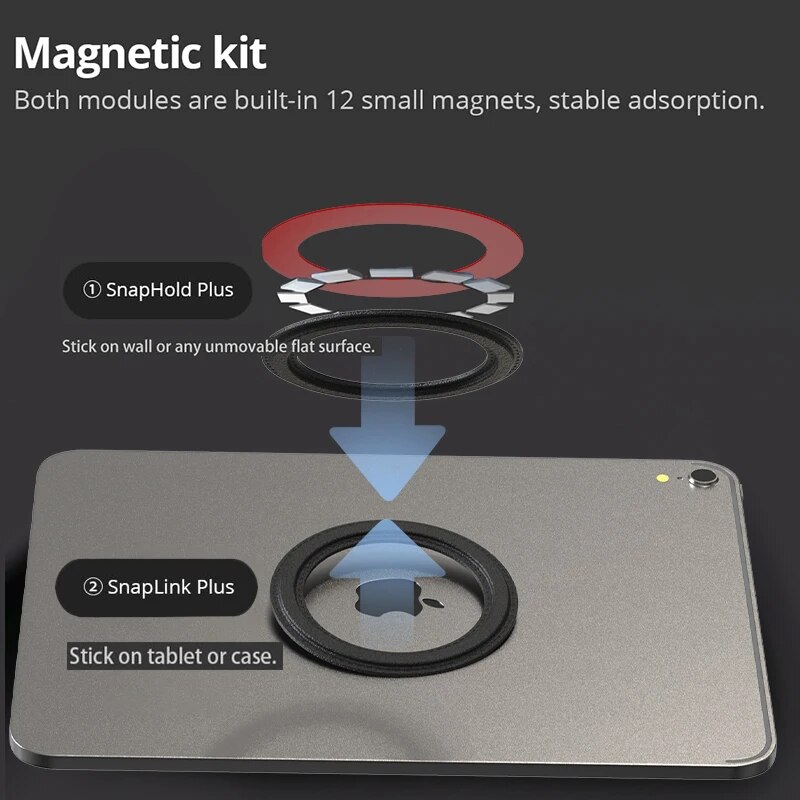 Magnetische Tablette-Wandhalterung, iPad-Halterung, Wiegenmagnet für IPad, SnapHold-Magnetaufkleber für Zuhause, Büro, Kühlschrank
