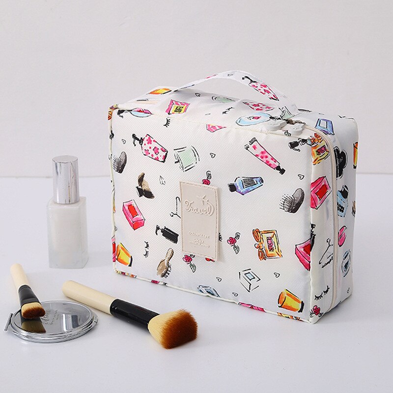 Multifunction Travel Cosmetic Bag Neceser Women Makeup Bags Floral Toiletry Organizer Waterproof Flamingo Storage Make up Cases: 8