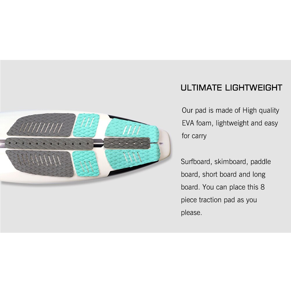 SUP Deck Traktion Pad 8 Stück Premium EVA mit Grip für Surfbrett Longboard Paddle Board