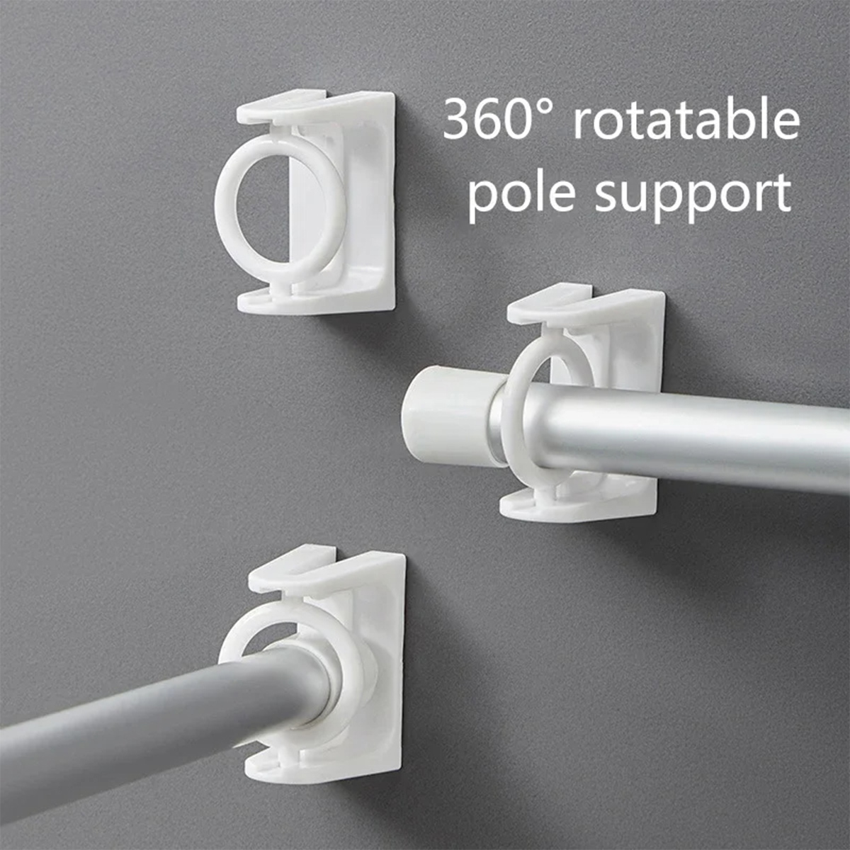 Support Télescopique Rotatif à 360 ° pour Rideau de Douche, Crochet Auto-Adhésif, Barre Porte-Serviettes, Sans Perceuse