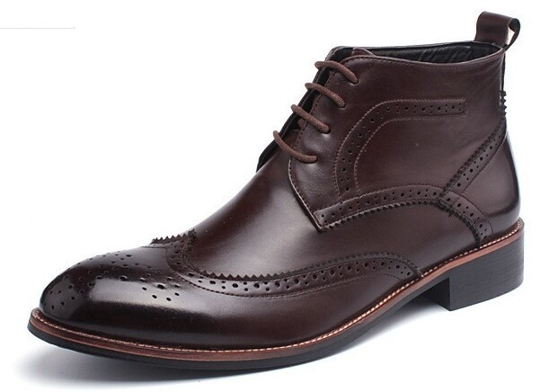 Für Männer Formale Kleid Martin Stiefel Herren Leder Halbschuhe Hochzeit Büro Stiefeletten Spitze-hoch Männliche Stiefel Schuhe botas hombre: Braun / 8