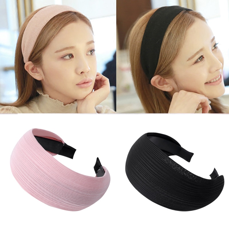 Diademas cinta para el pelo para niña y mujer, bandana ancha lisa, accesorios para el cabello, diademas