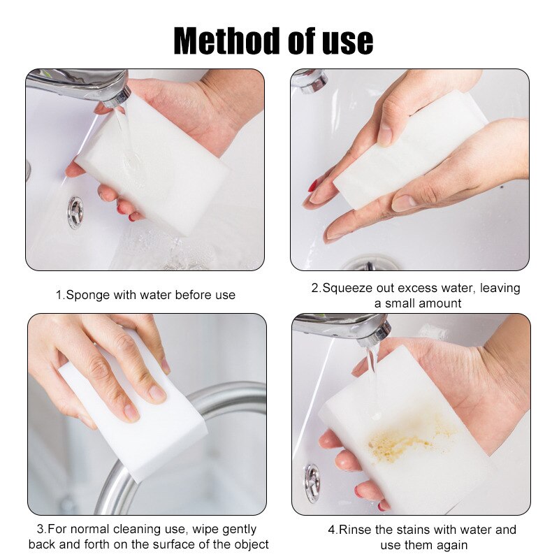 100Pcs Magic Sponge Kitchen High Density Dish Cleaning Sponges Exfoliating Magic Sponge Kitchen Bathroom Sponge Eraser Pad