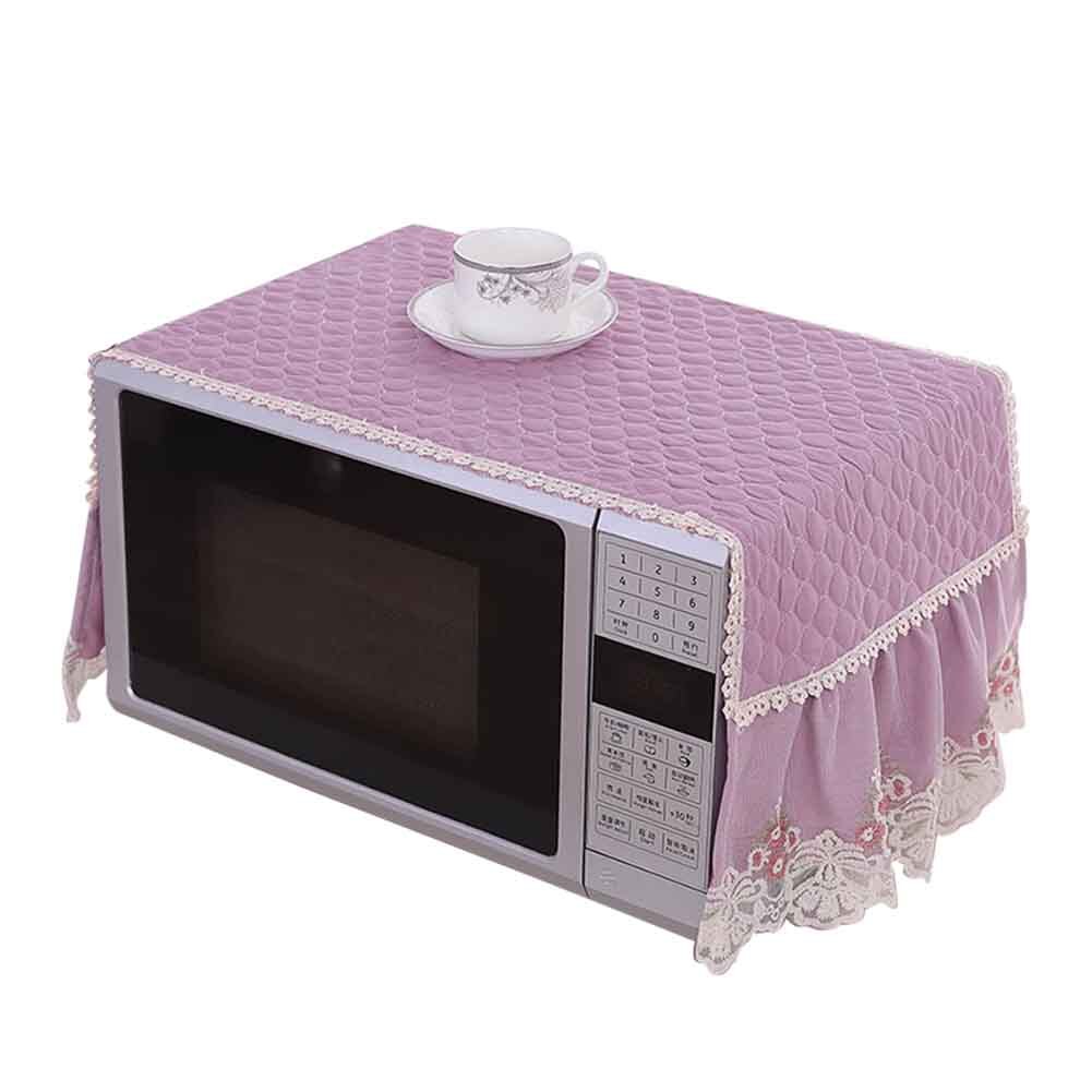 Capa simples engrossado proteção acessórios da cozinha microondas forno capa casa anti óleo decoração à prova de poeira rendas bordado: ROXO
