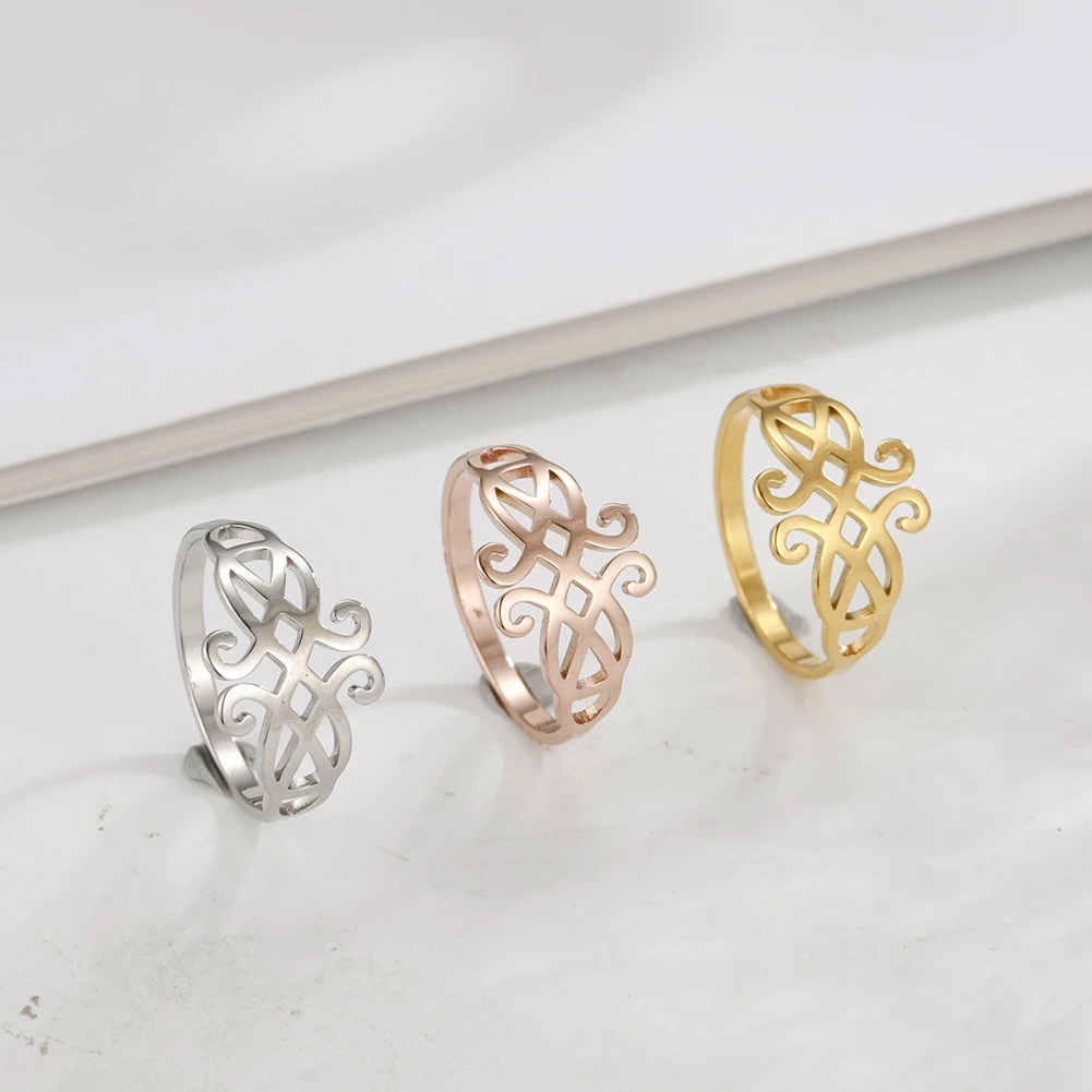 Cazador Vintage fleur filigrane bague femmes couleur or acier inoxydable bagues bijoux anniversaire anniversaire mère