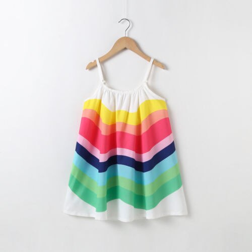 Kids Baby Meisjes Zomer Regenboog Sling Jurk Mouwloze Party Beach Jurken UK