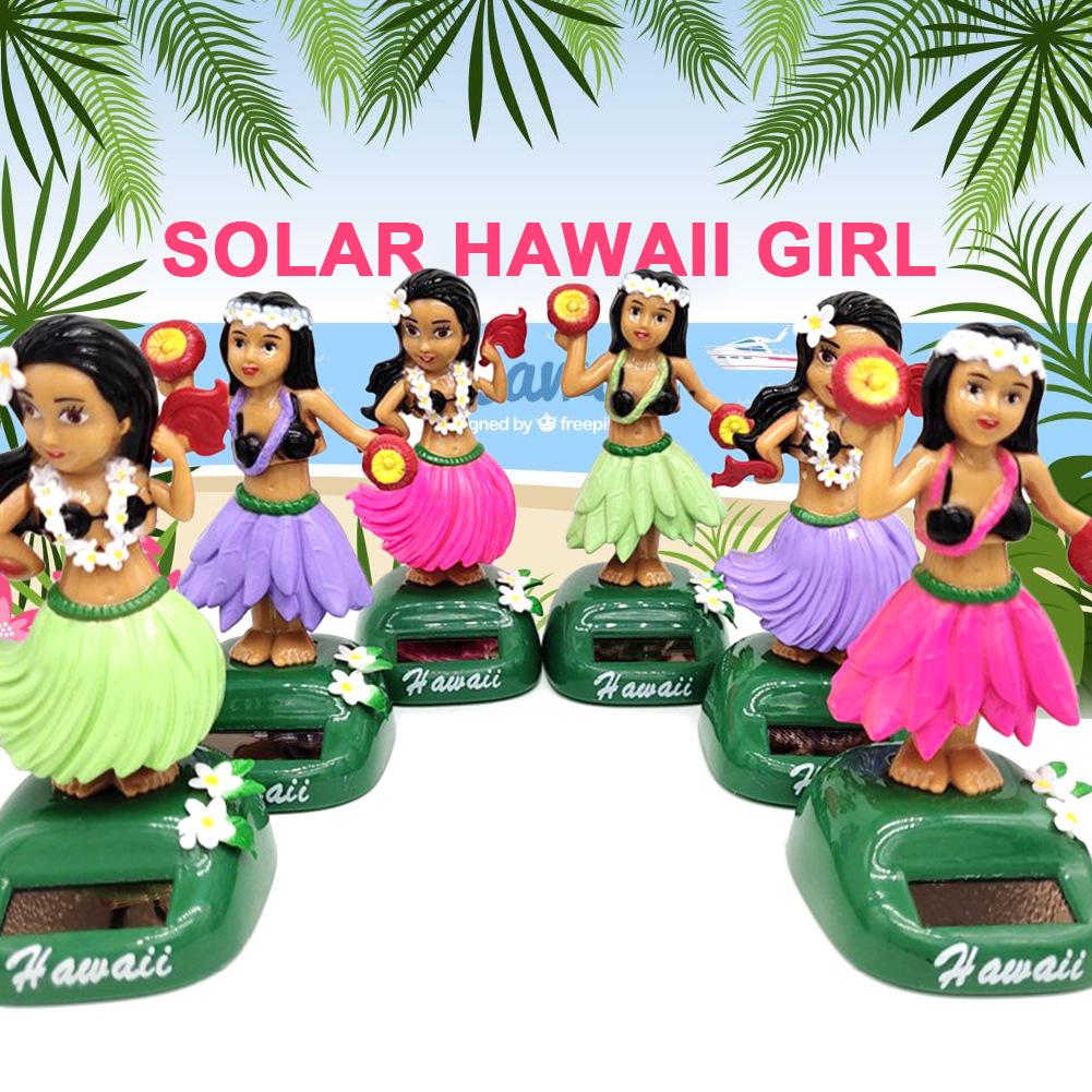 Sol dansende hawaii pige hula ryster hoved legetøj auto interiør dekompression instrumentbræt dekoration bil ornamenter bil tilbehør