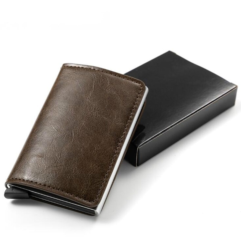 Zovyvol Veiligheid Smart Portemonnee Anti-Diefstal Mannen En Vrouwen Kaart Portemonnee Metalen Aluminium Solid Slim Kleine Korte Portemonnee cartera Mujer