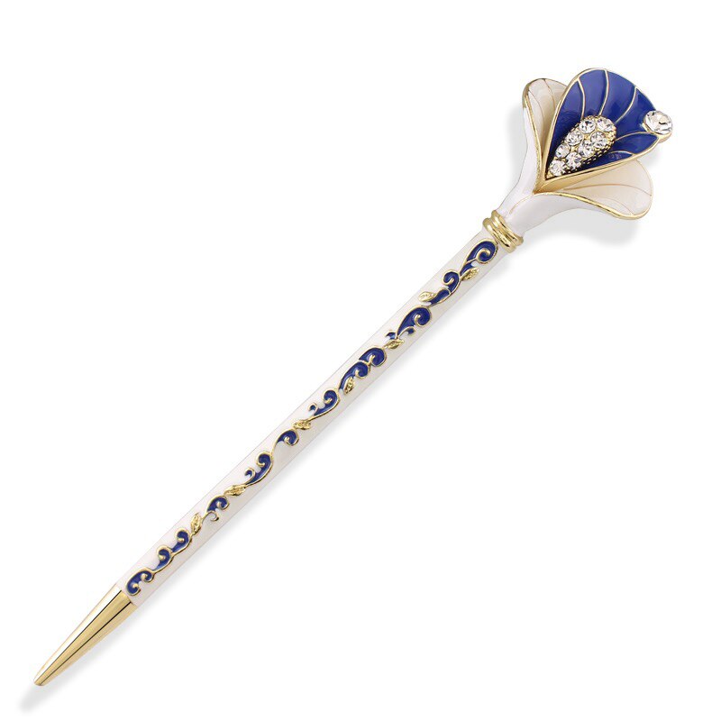 muylinda Chinese Style Enamel Fan Hair Stick Women Costume Classic Metal Charm Hairpins Jewelry