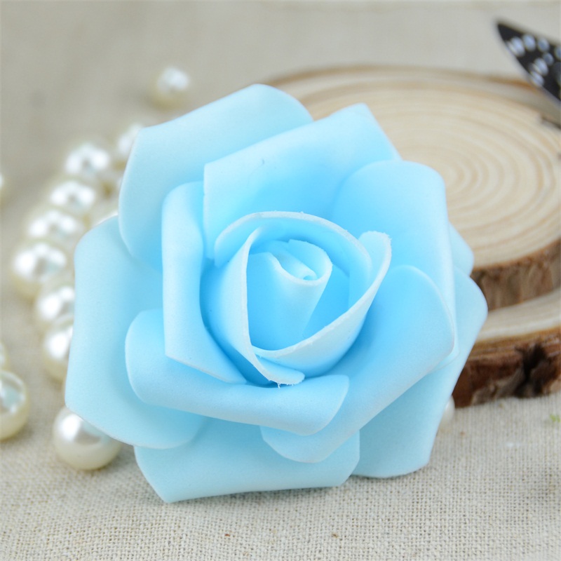 50Stck 6cm Künstliche PE Schaum Rose Blumen Köpfe Für Hochzeit Heimat Dekorationen DIY Scrapbooking Kranz Girlande Günstige Blume: hell Blau