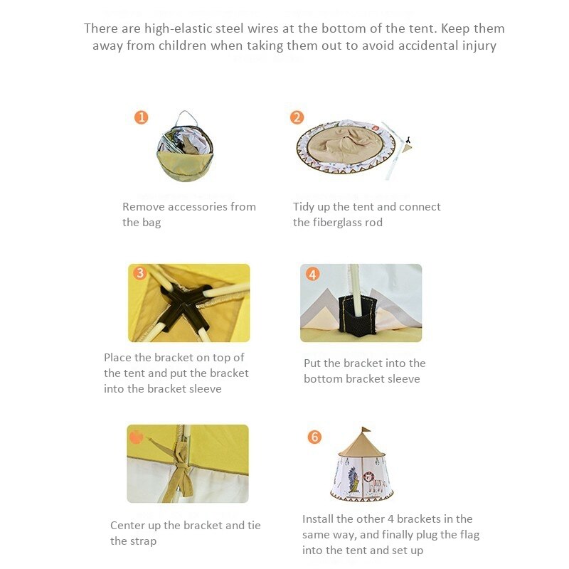 Kids Tent Outdoor Portable Princess Castle Hang Flag Children Teepee Tent Playhouse Indoor Birthday Christmas