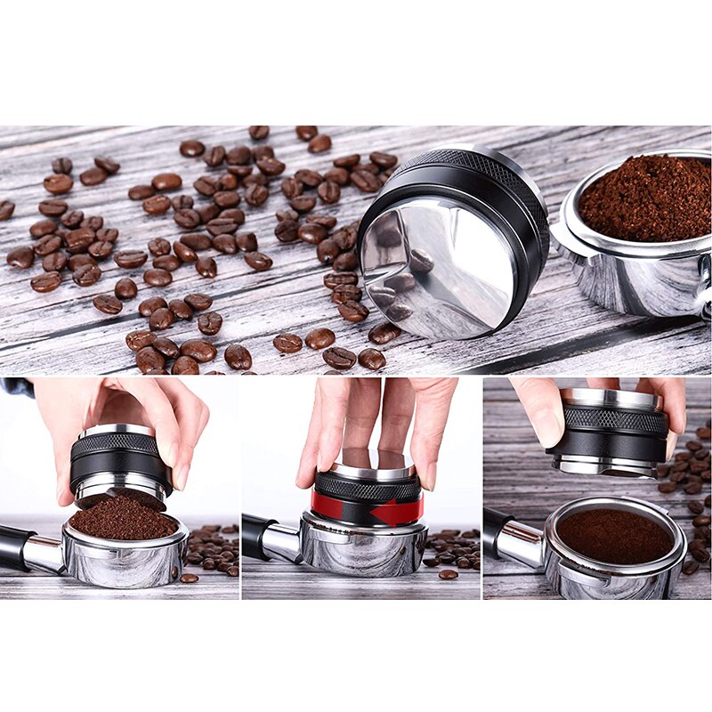 53Mm Koffie Distributeur & Sabotage Dual Head Koffie Leveler Verstelbare Diepte Professionele Espresso Gereedschap Koffie Accessoires