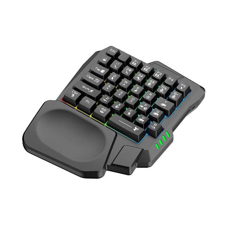 Ergonomic Single-Hand Gaming Keyboard 35 Keys USB Wired RGB Backlit Mini Keyboard for Laptop Desktop PC One-Handed Use Keyboard: Default Title