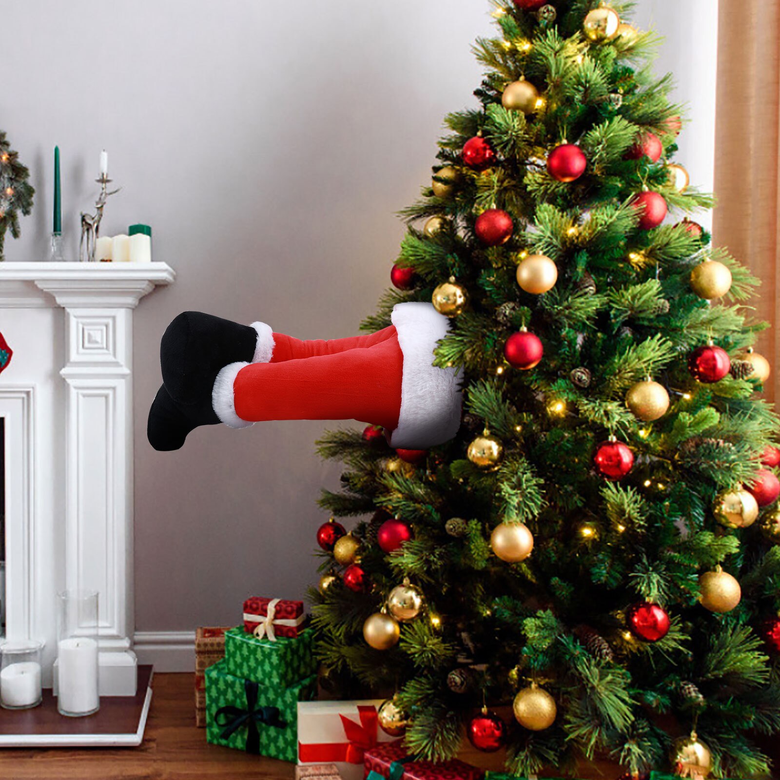 Christmas Santa Kicking Legs Home Party Christmas tree Plush Legs Decor