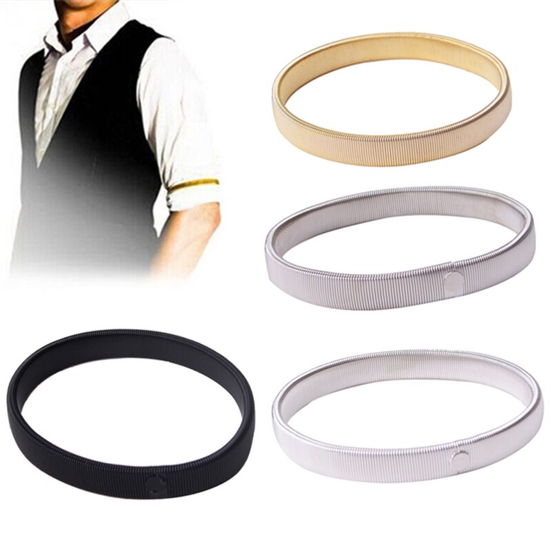 1pc Unisex Punk solido braccialetto elastico manica in metallo cerchio molle filo d'acciaio bracciale bracciale perimetro 26cm