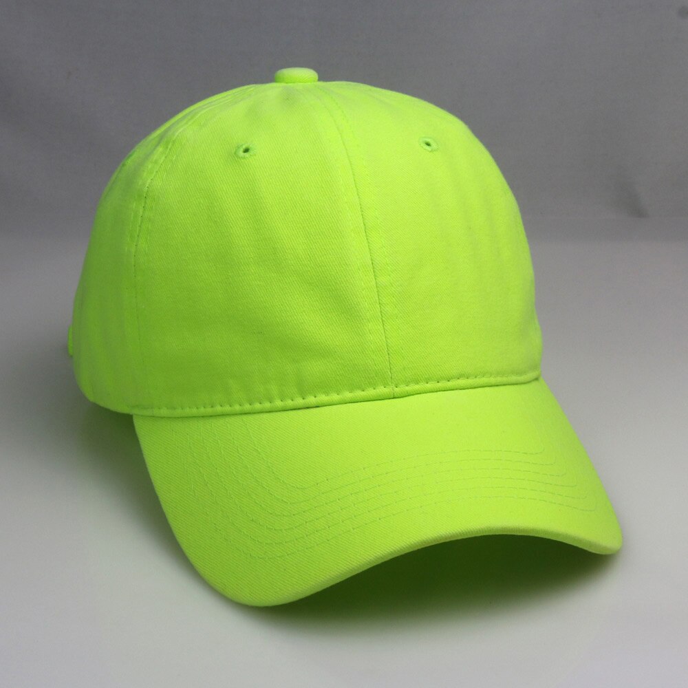 Damer mintgrønn ustrukturert baseballcaps vasket bomull 6 panel ball lokk retro #39 neon gul neon rosa